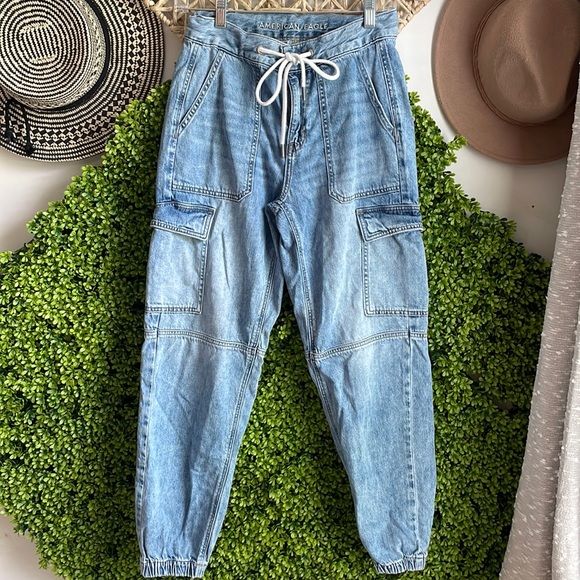 American Eagle Super High Waisted Demin Jogger - Picture 2 of 5